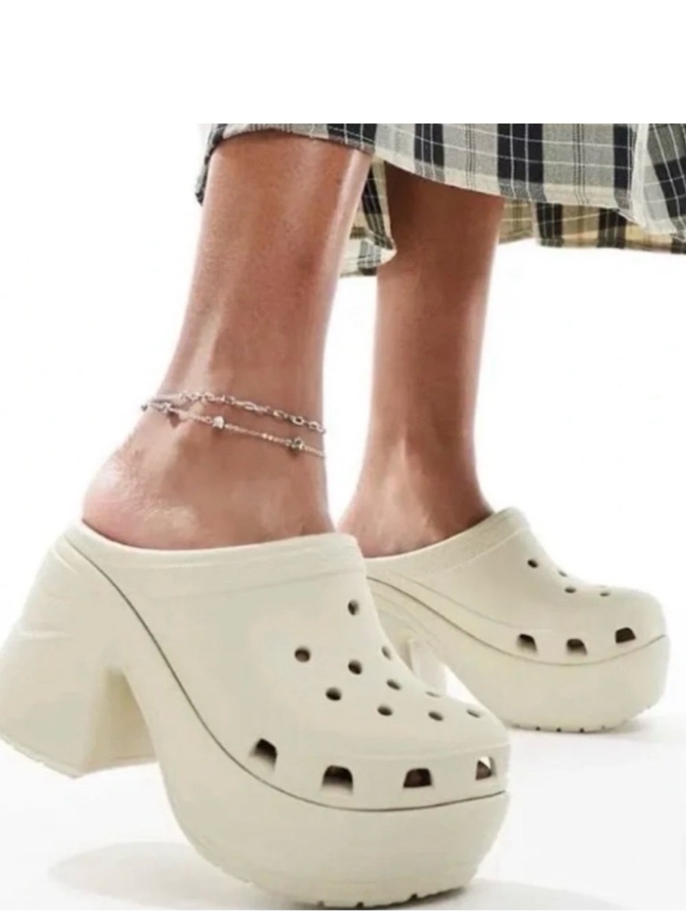 New Crocs Siren Platform Heeled Clogs Bone Ivory Brat Y2K cottagecore  Grandma